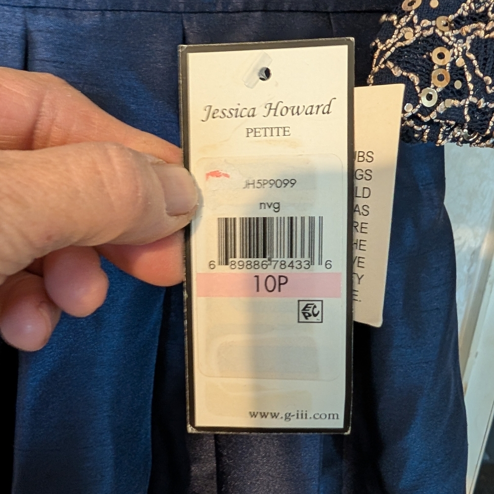 NWT Jessica Howard Party Dress Sz. 10 PETITE BLUE & GOLD - Picture 8 of 17